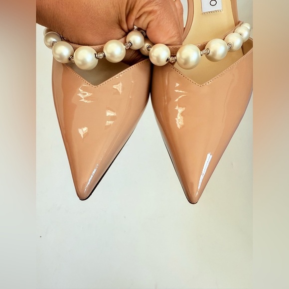 Jimmy Choo Ballet Pink Patent Leather Pumps with Pearl Embellishment 65mm EU 40 - Picture 7 of 13